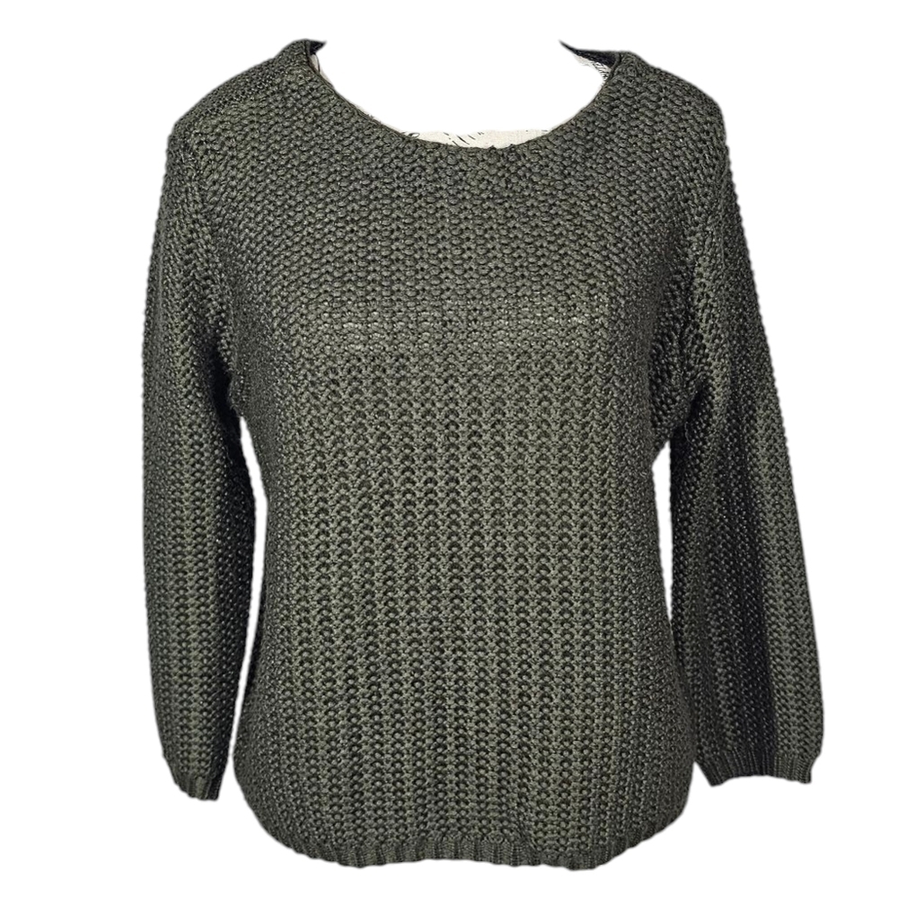 Andrea Jovine Olive Knit Sweater Size Medium
